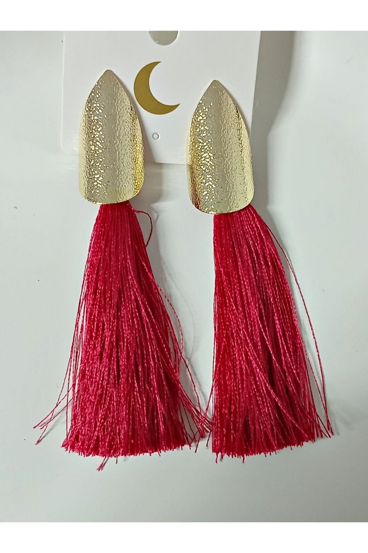 Gold  Tasarım Uzun Şık Marka Püskül Kadın Küpe