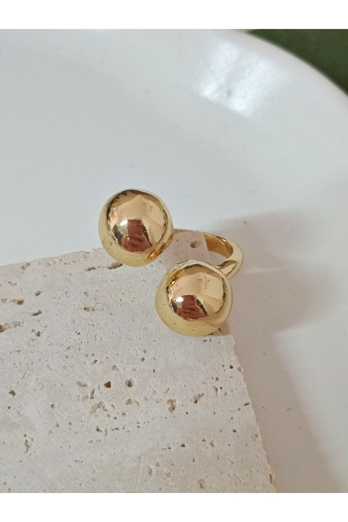 Gold İki Topçuklu Ayarlanabilir Yüzük