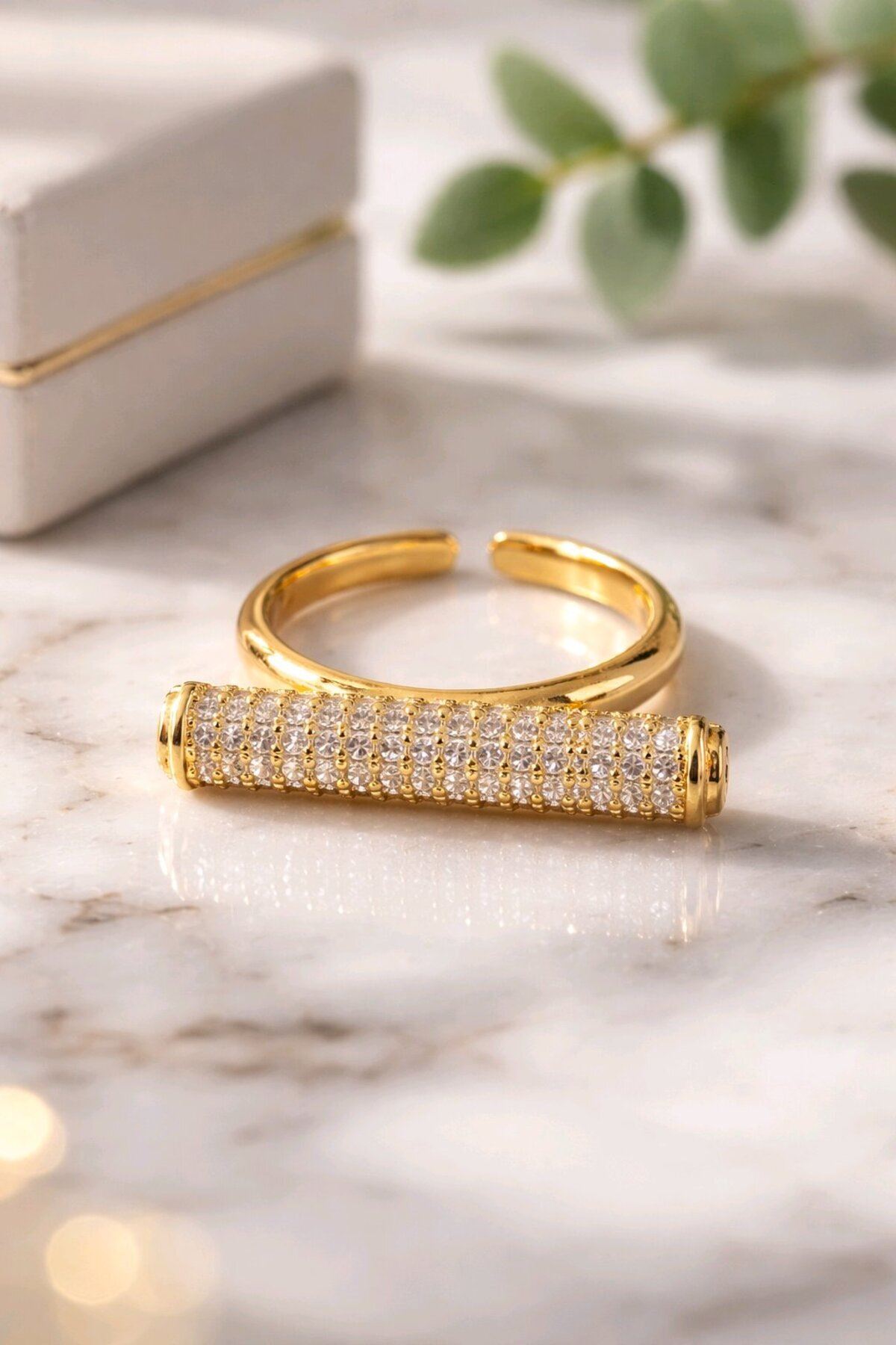Gold Zirkon Taşlı Yüzük, Ayarlanabilir