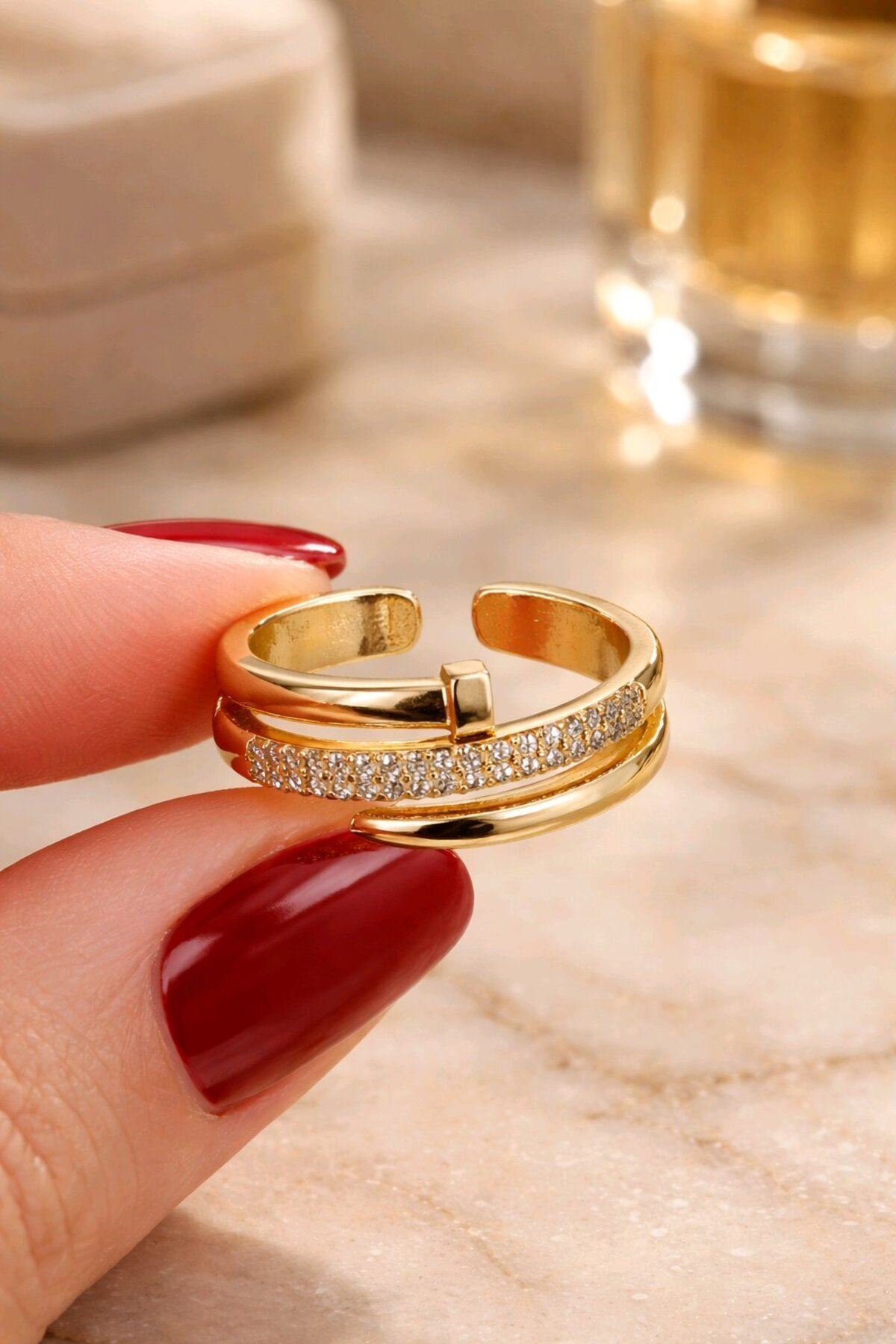 Gold Taşlı Yüzük, Ayarlanabilir