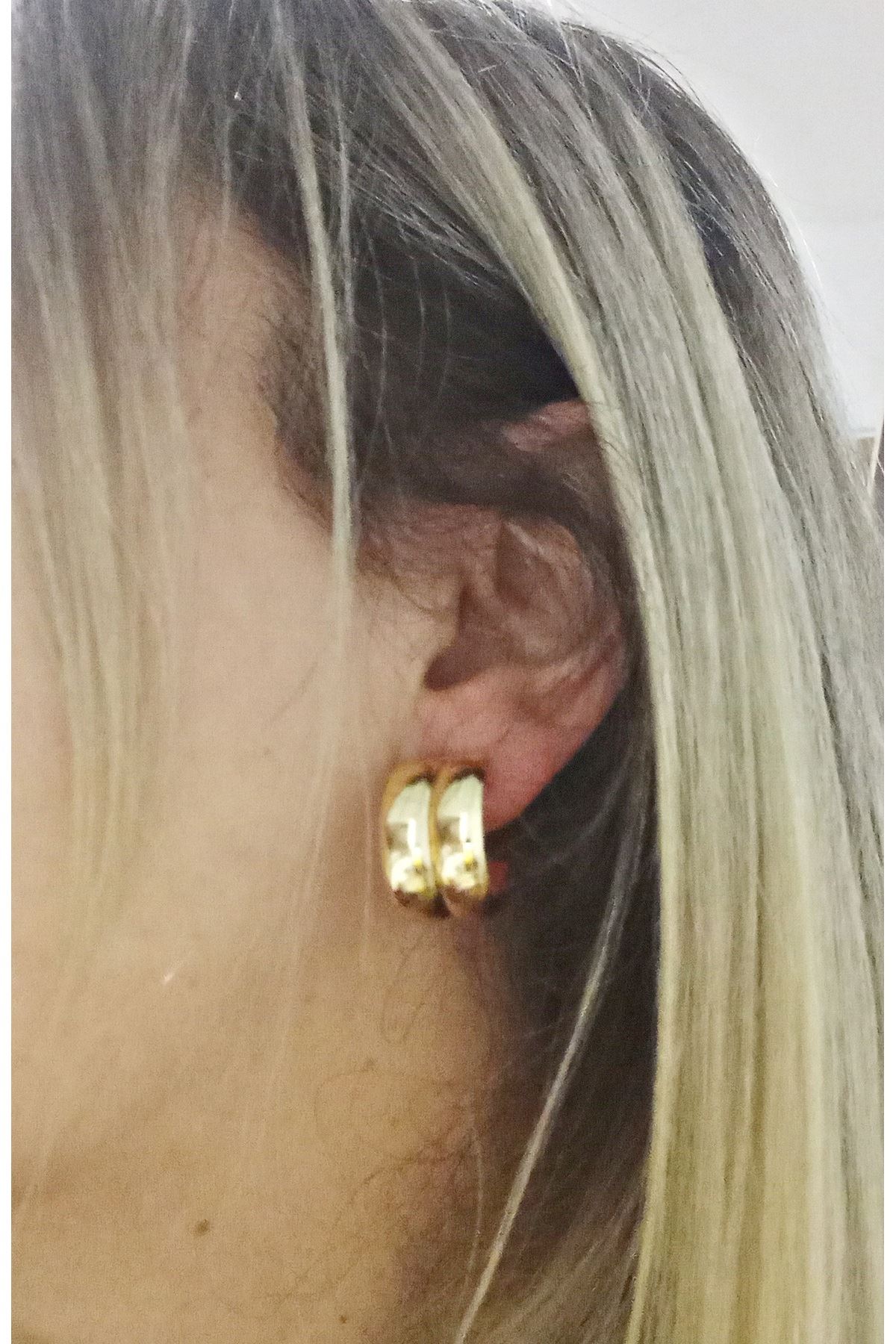 Gold Yalı Çapkını Pelo Küpe, Çiftli Halka Küpe