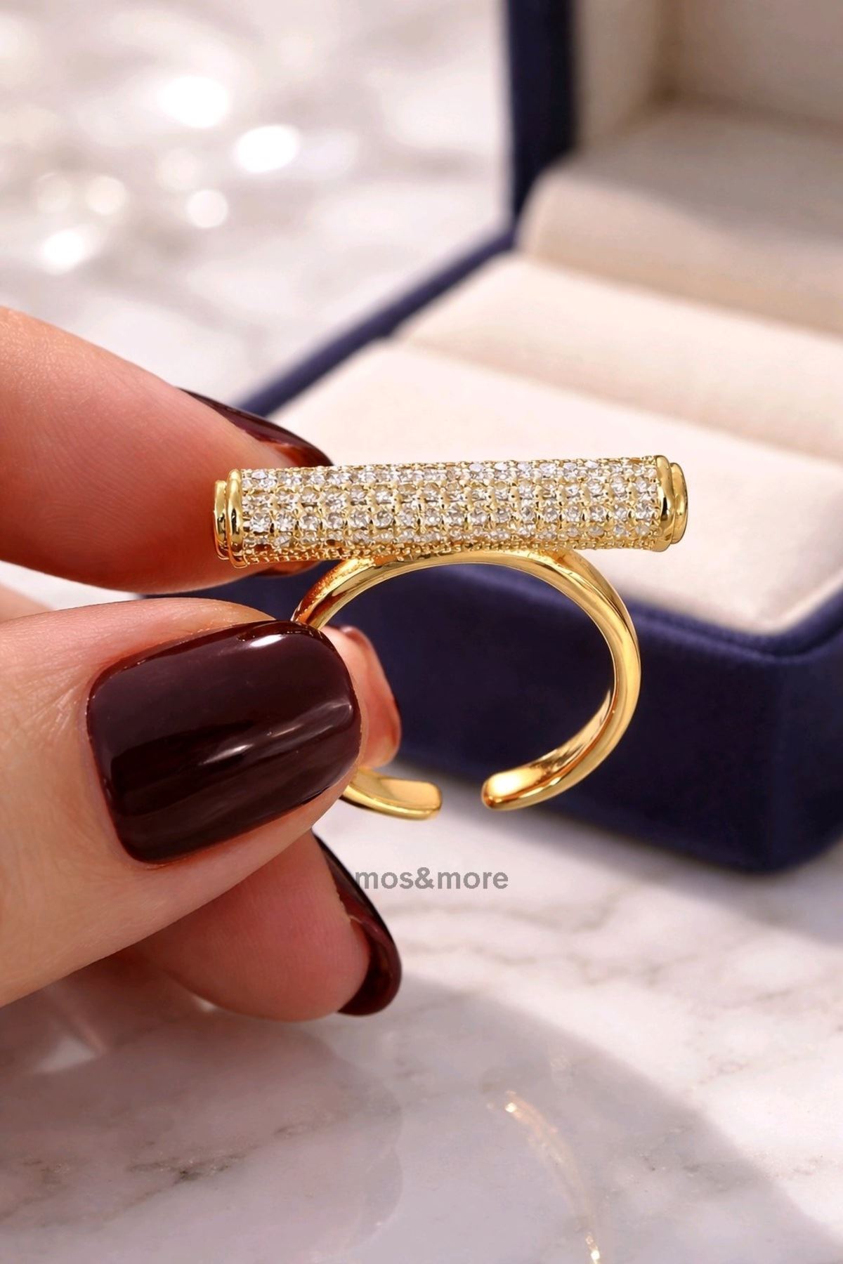 Gold Zirkon Taşlı Yüzük, Ayarlanabilir