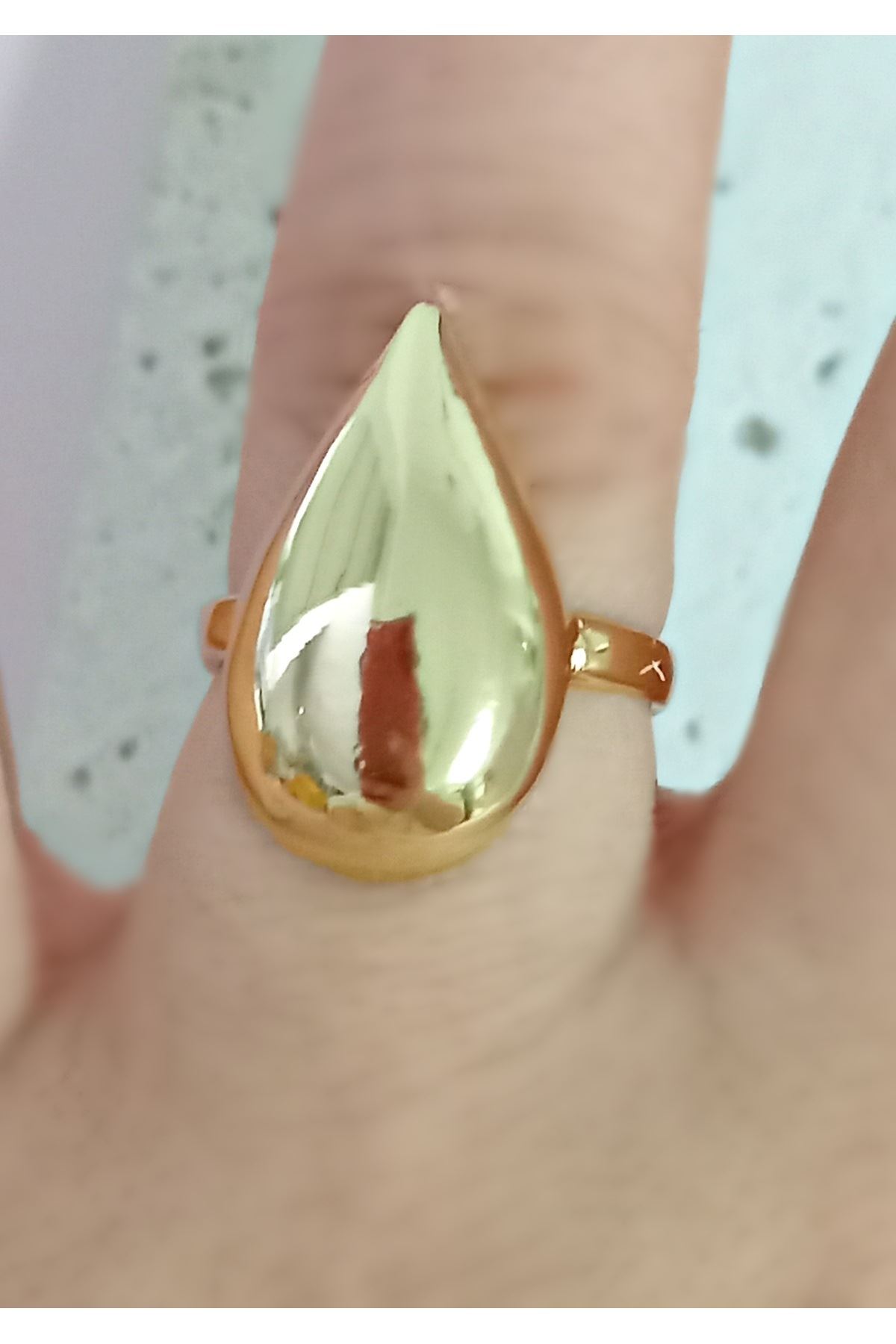 Çelik Gold Damla Yüzük, Ayarlanabilir