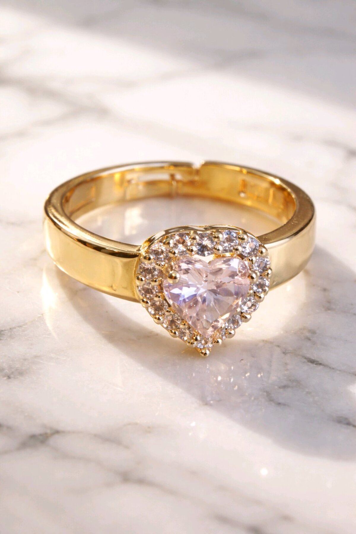 Gold Pembe Kalp Yüzük, Ayarlanabilir