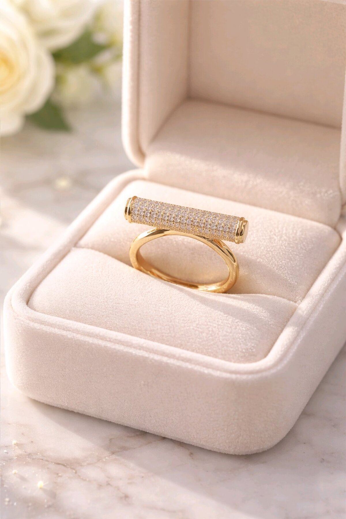 Gold Zirkon Taşlı Yüzük, Ayarlanabilir