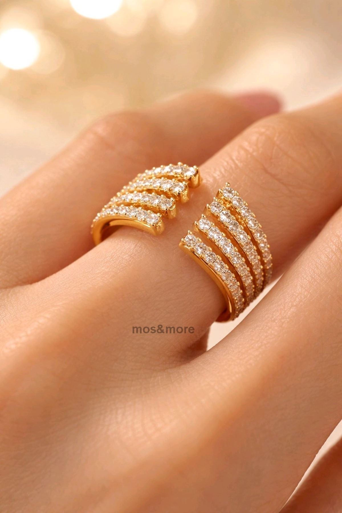 Gold Zirkon Taşlı Yüzük, Ayarlanabilir