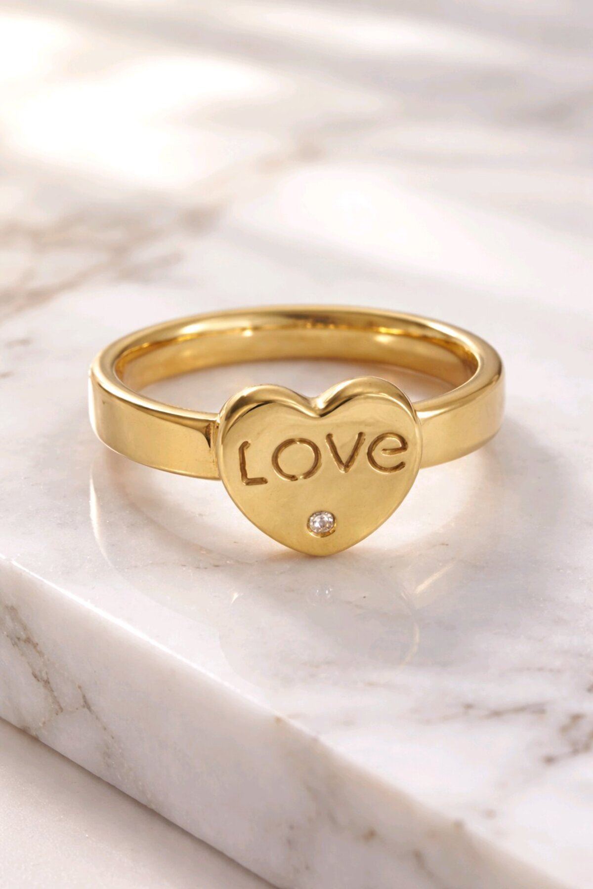 Çelik Gold Love Yüzük