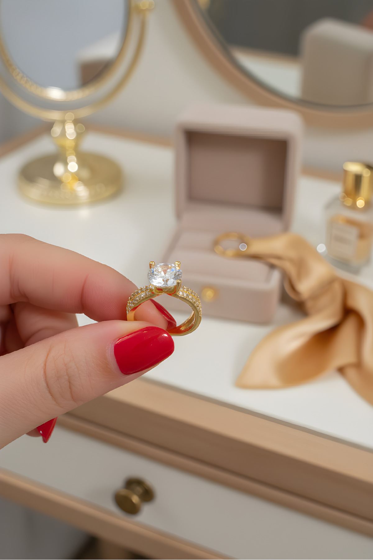 Gold Tek Taş Yüzük, Ayarlanabilir