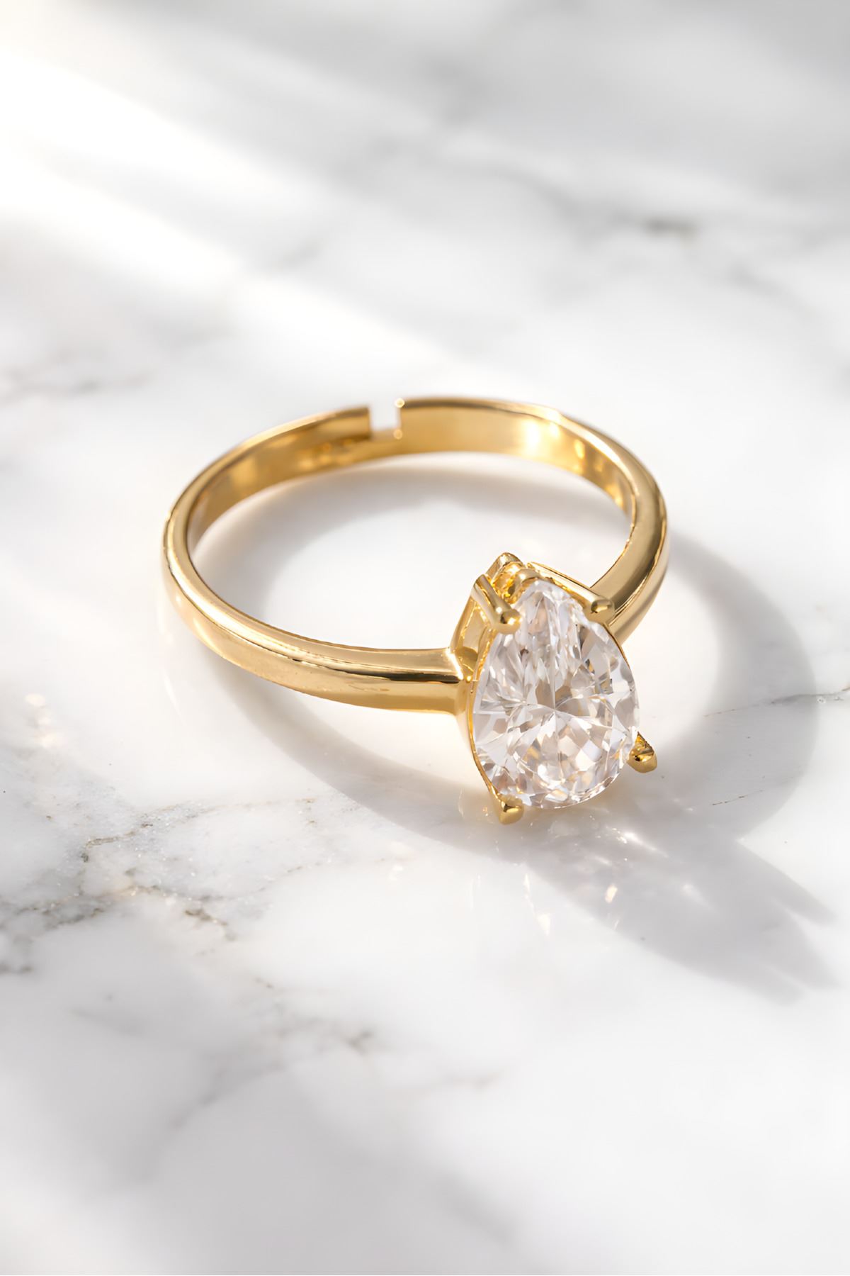 Gold Zirkon Tektaş Yüzük, Ayarlanabilir