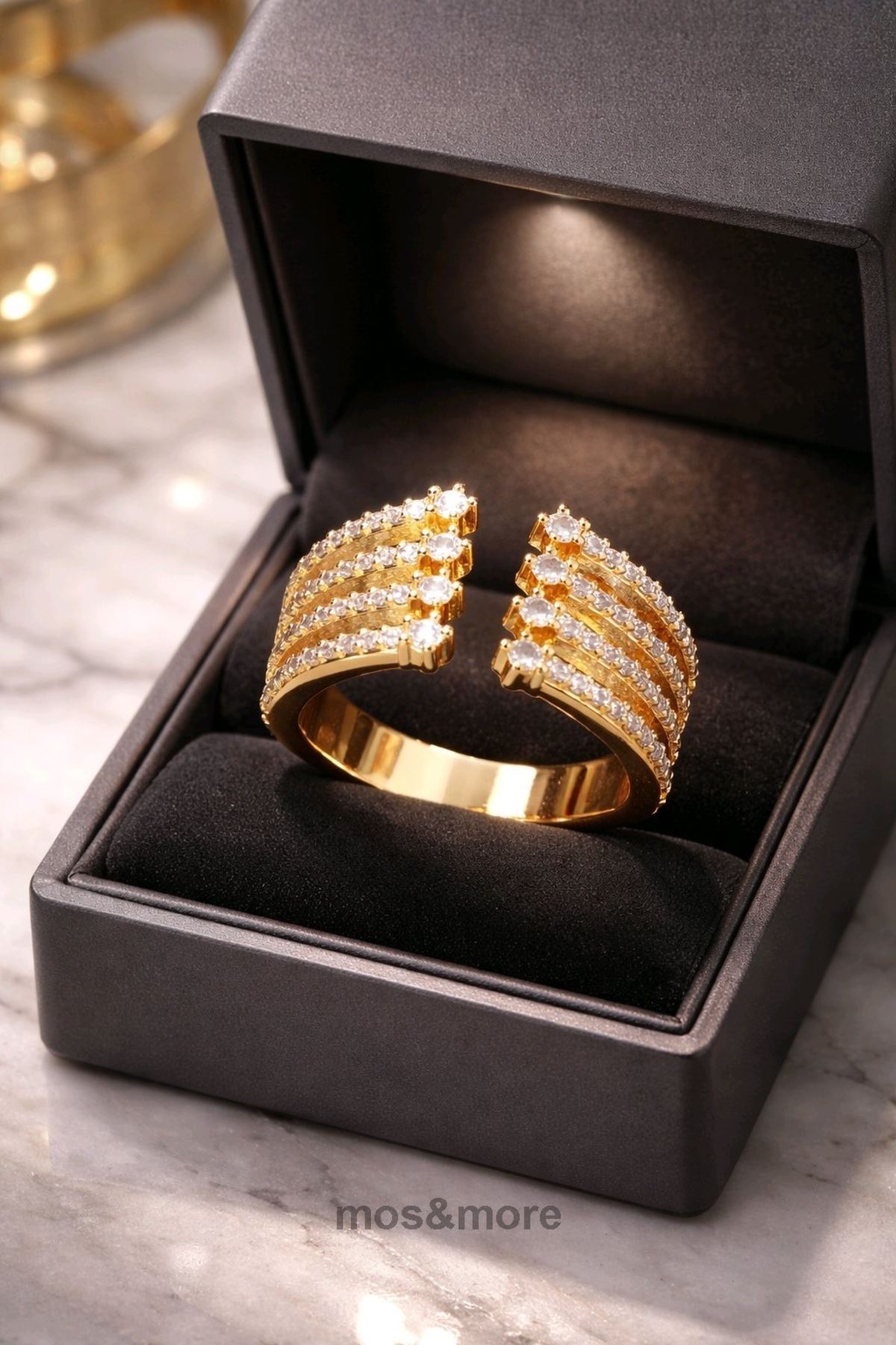 Gold Zirkon Taşlı Yüzük, Ayarlanabilir
