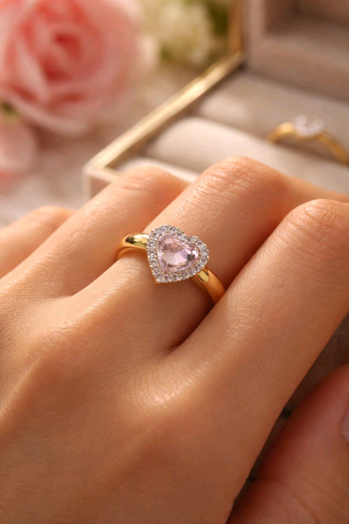 Gold Pembe Kalp Yüzük, Ayarlanabilir