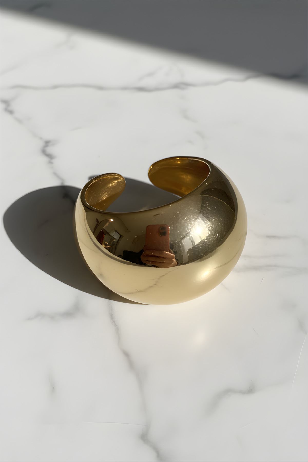 Çelik Gold Top Yüzük, Ayarlanabilir