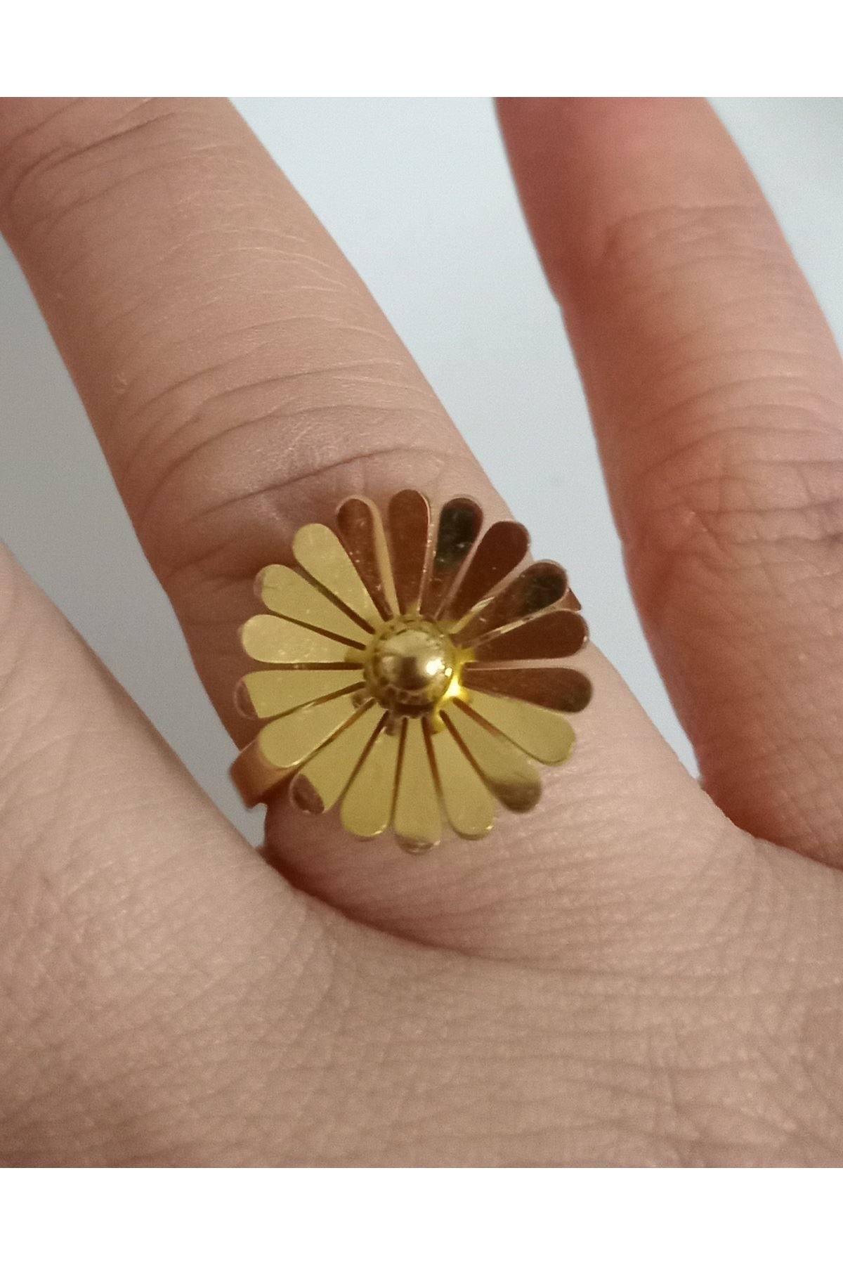 Çelik Gold Çiçek Yüzük