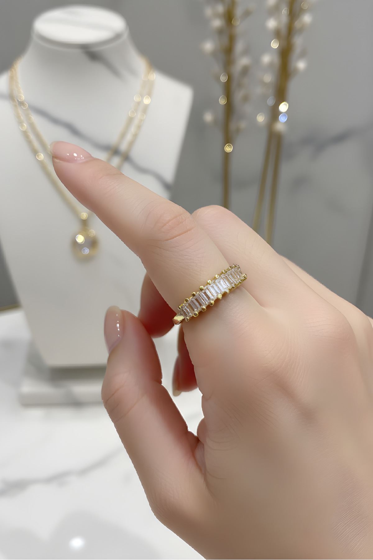 Gold Tek Sıra Baget Ayarlanabilir Yüzük