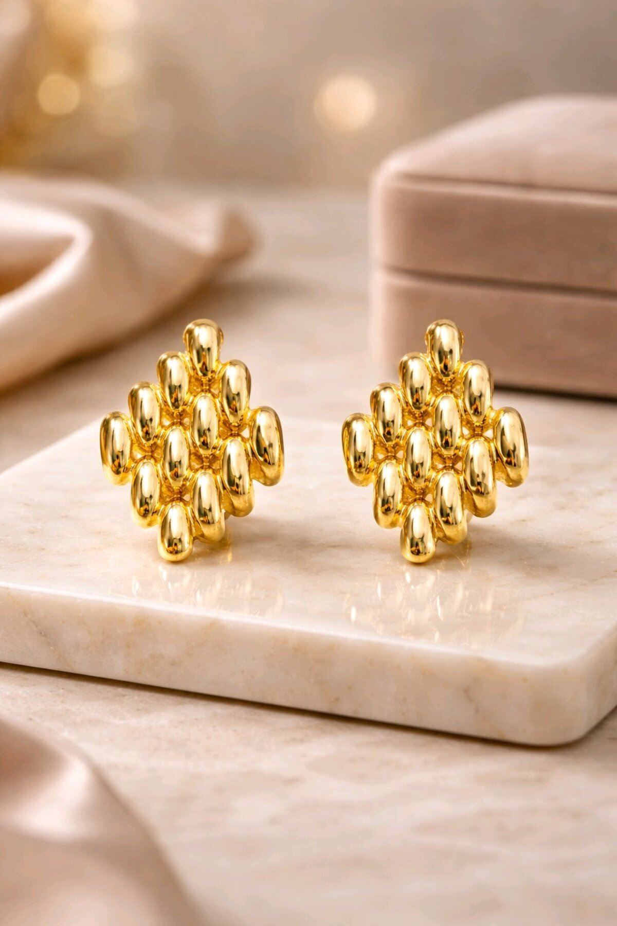 Gold Mexico Dörtgen Küpe