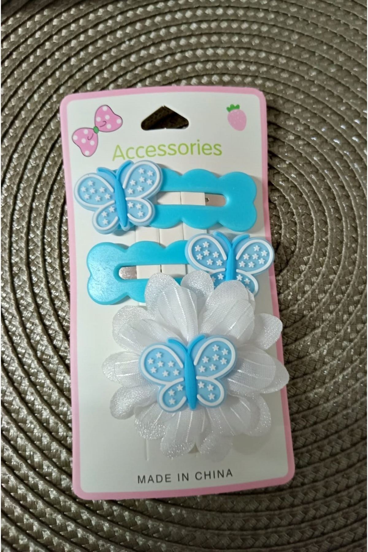 3 Parça Kelebek Çocuk Pens Toka Seti