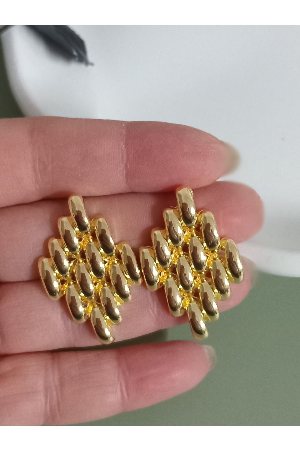 Gold Mexico Dörtgen Küpe
