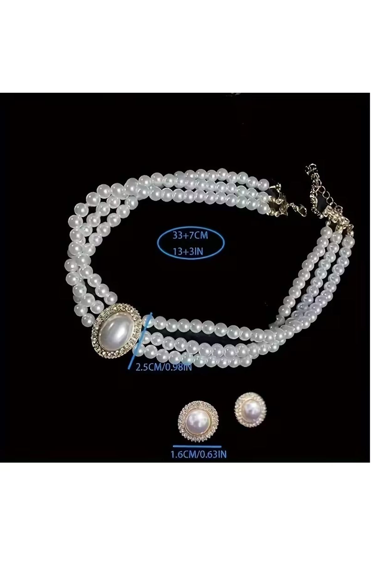 Gümüş İncili Chocker Kolye Küpe Seti
