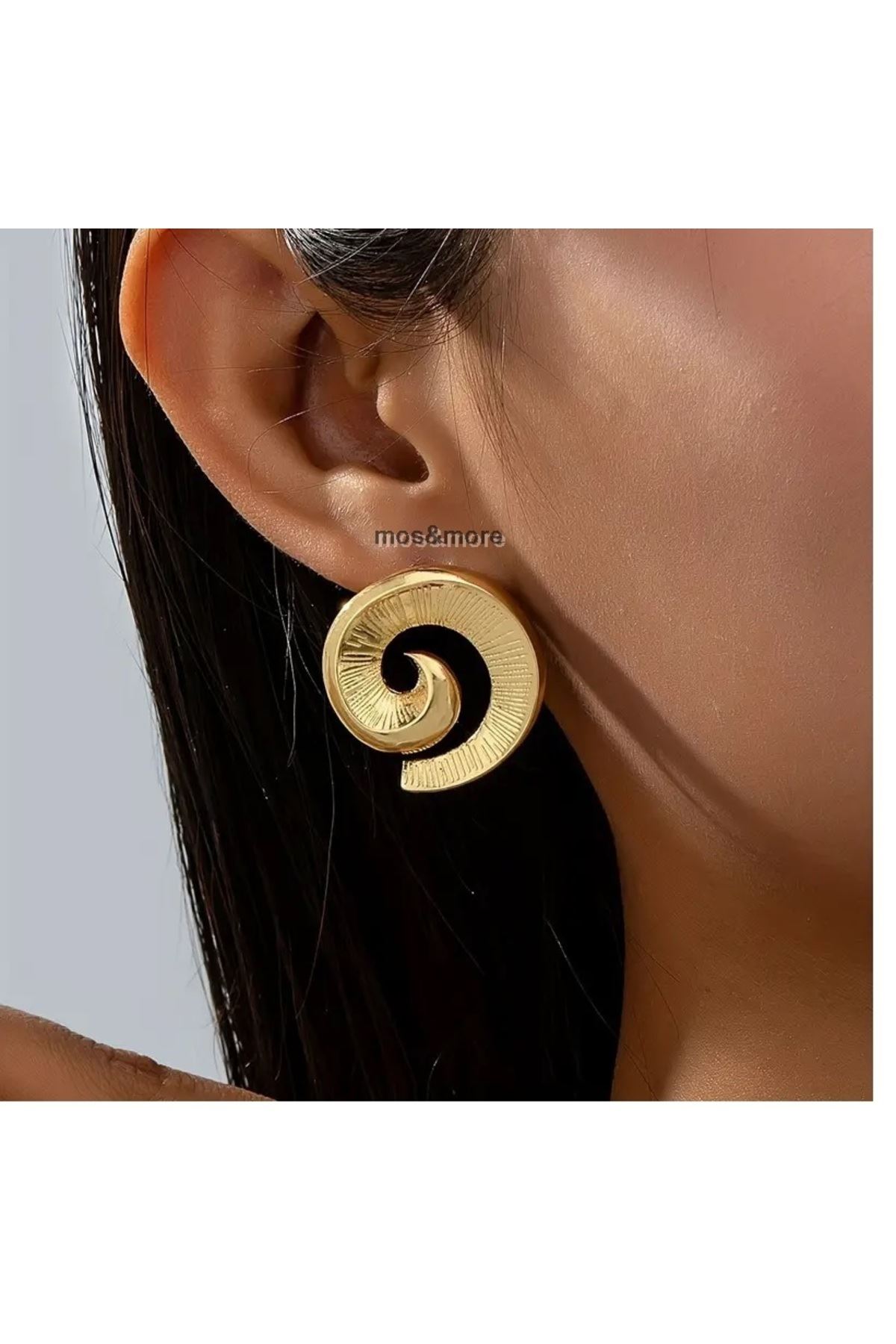 Gold Çizgi Detaylı Sparkle Şık  Kadın Küpe