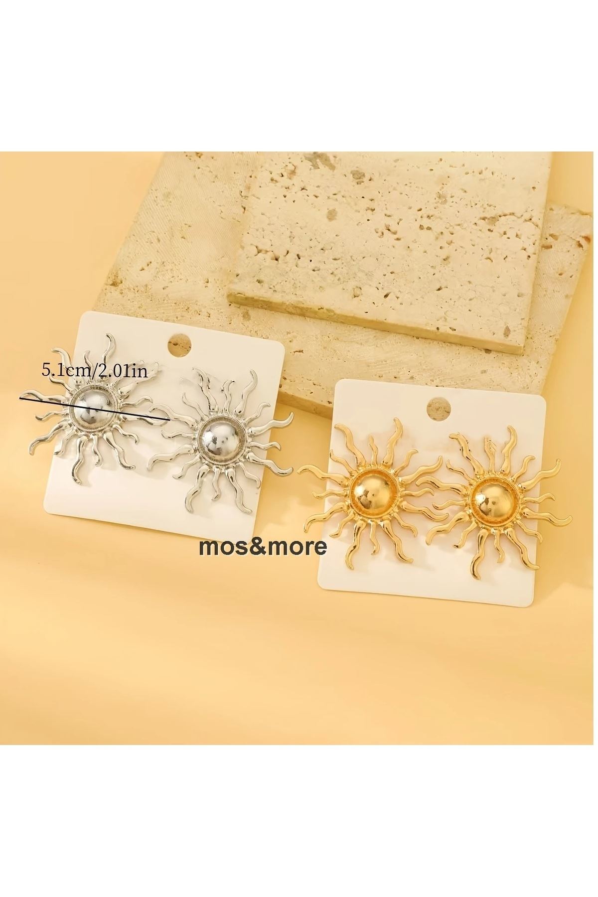 Gümüş Büyük (5CM) Güneş Kadın Küpe Premium