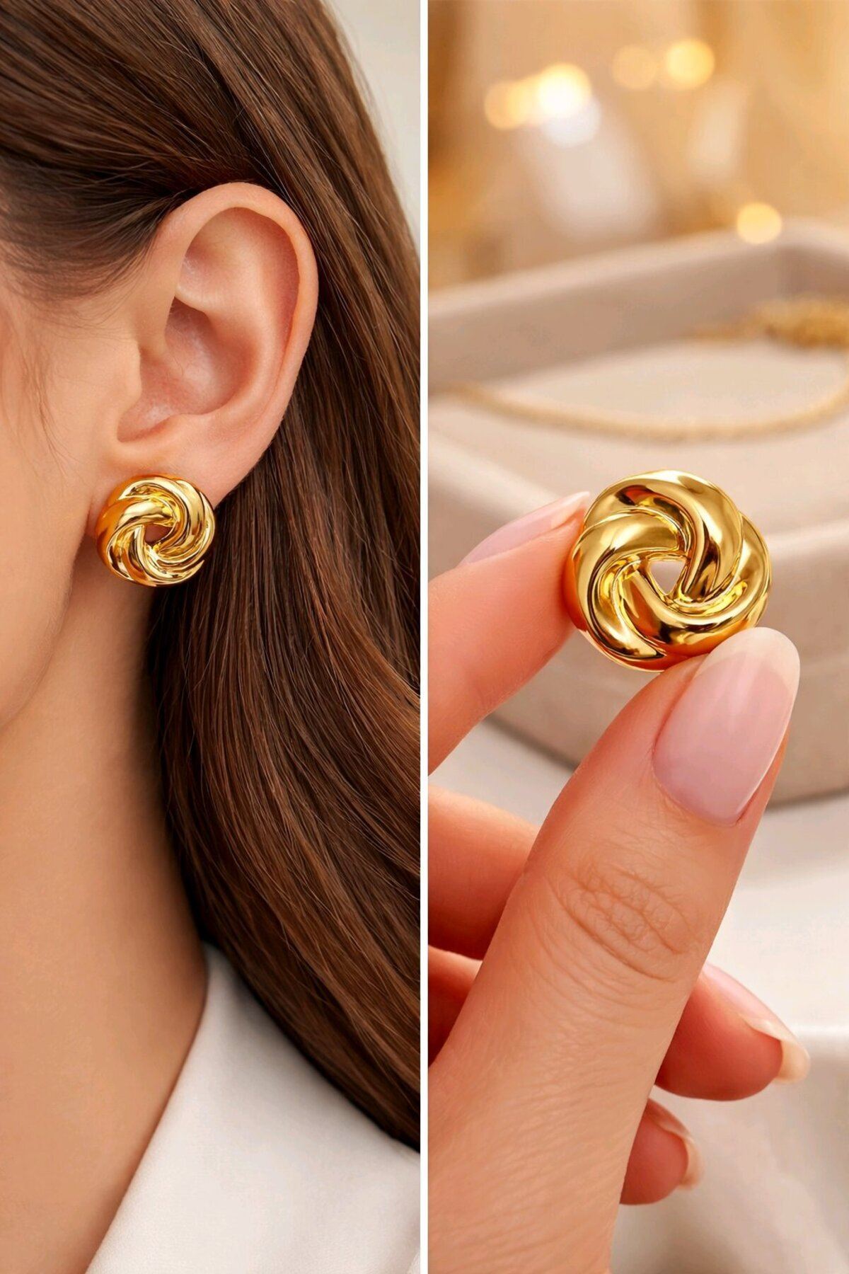 Gold Vintage Sarmal Kadın Küpe