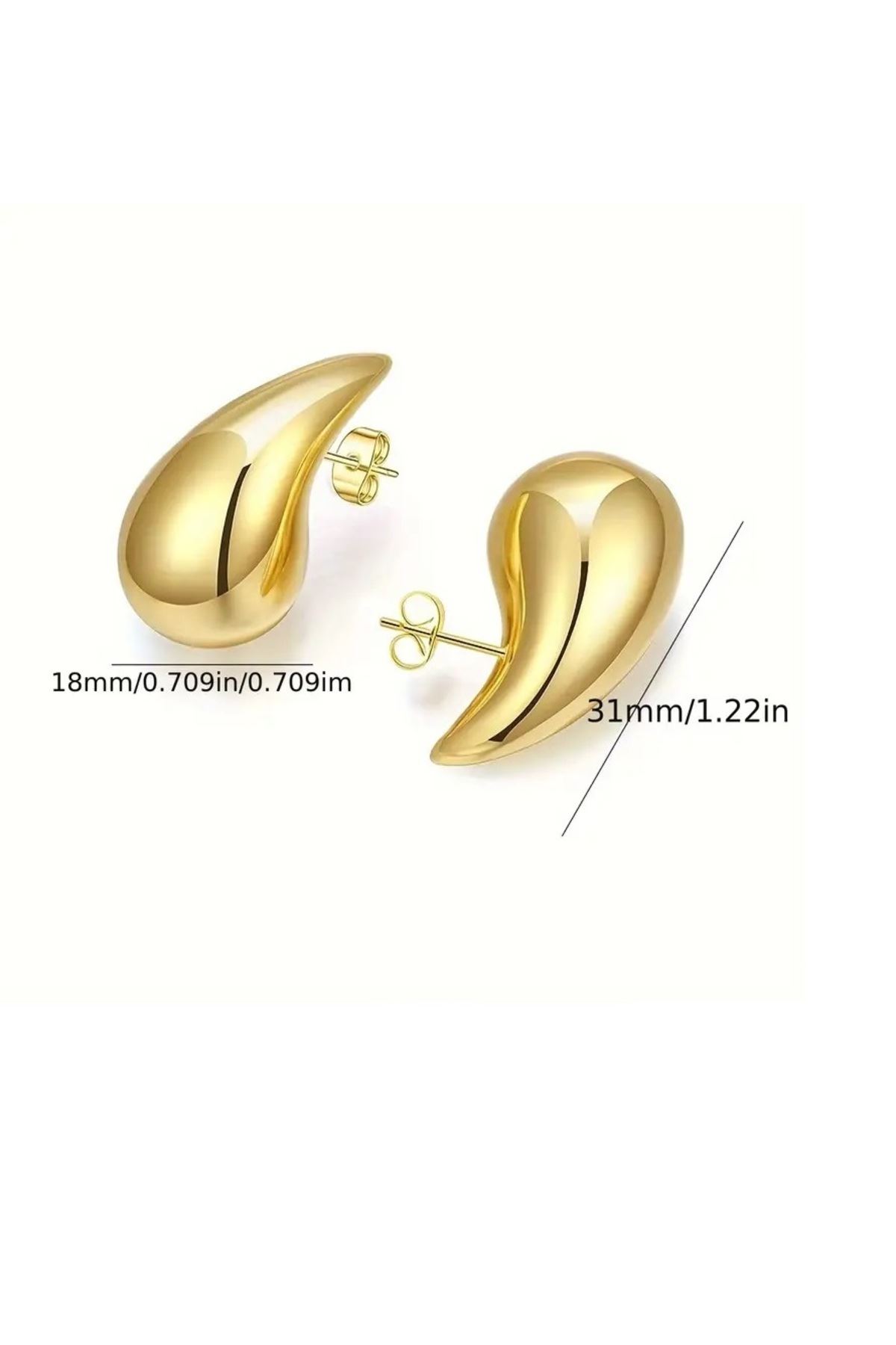 Gold  Gözyaşı Damlası Hafif  Kadın Küpe 3cm