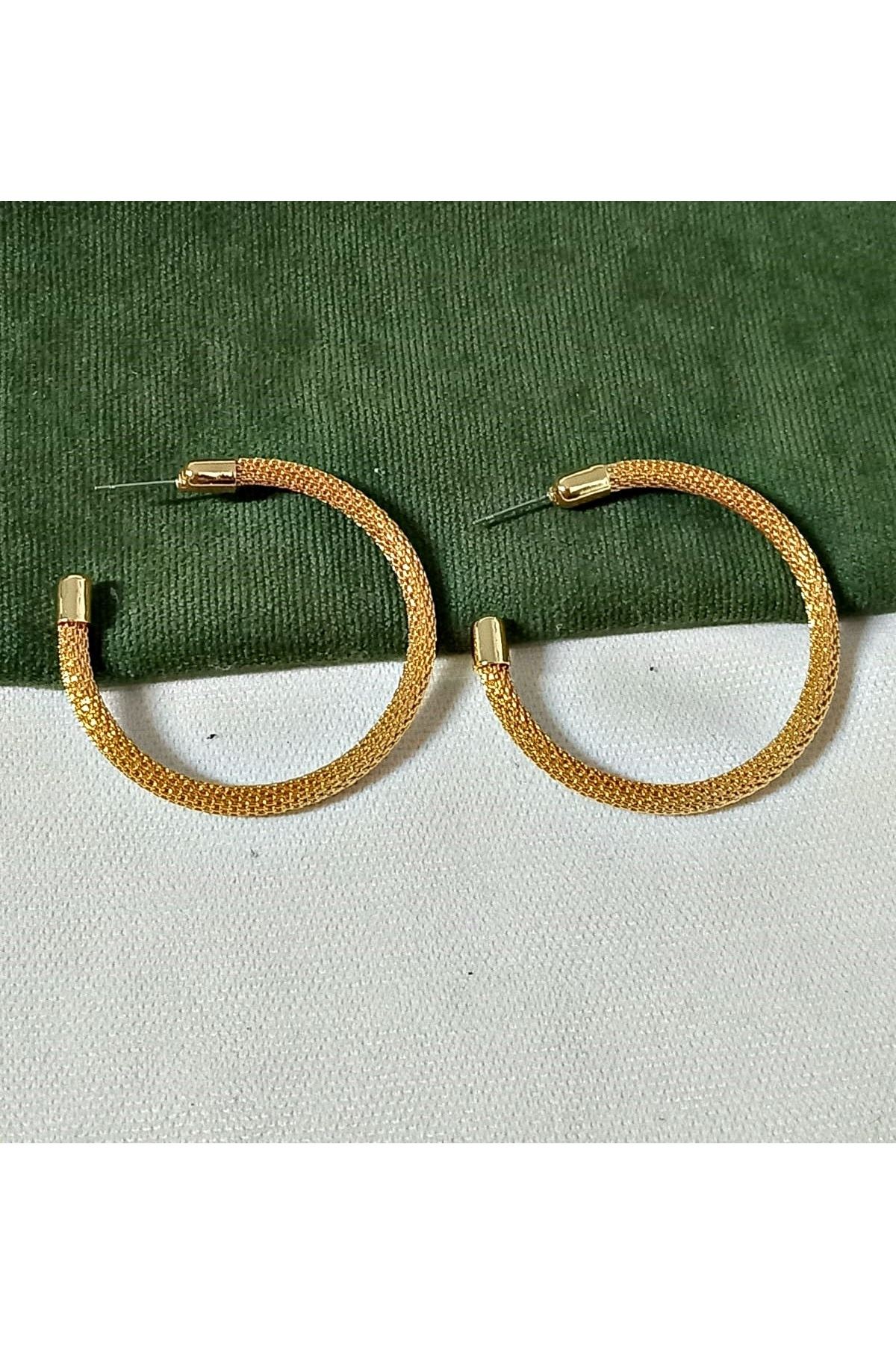 5cm Büyük Gold Halka Kadın Küpe