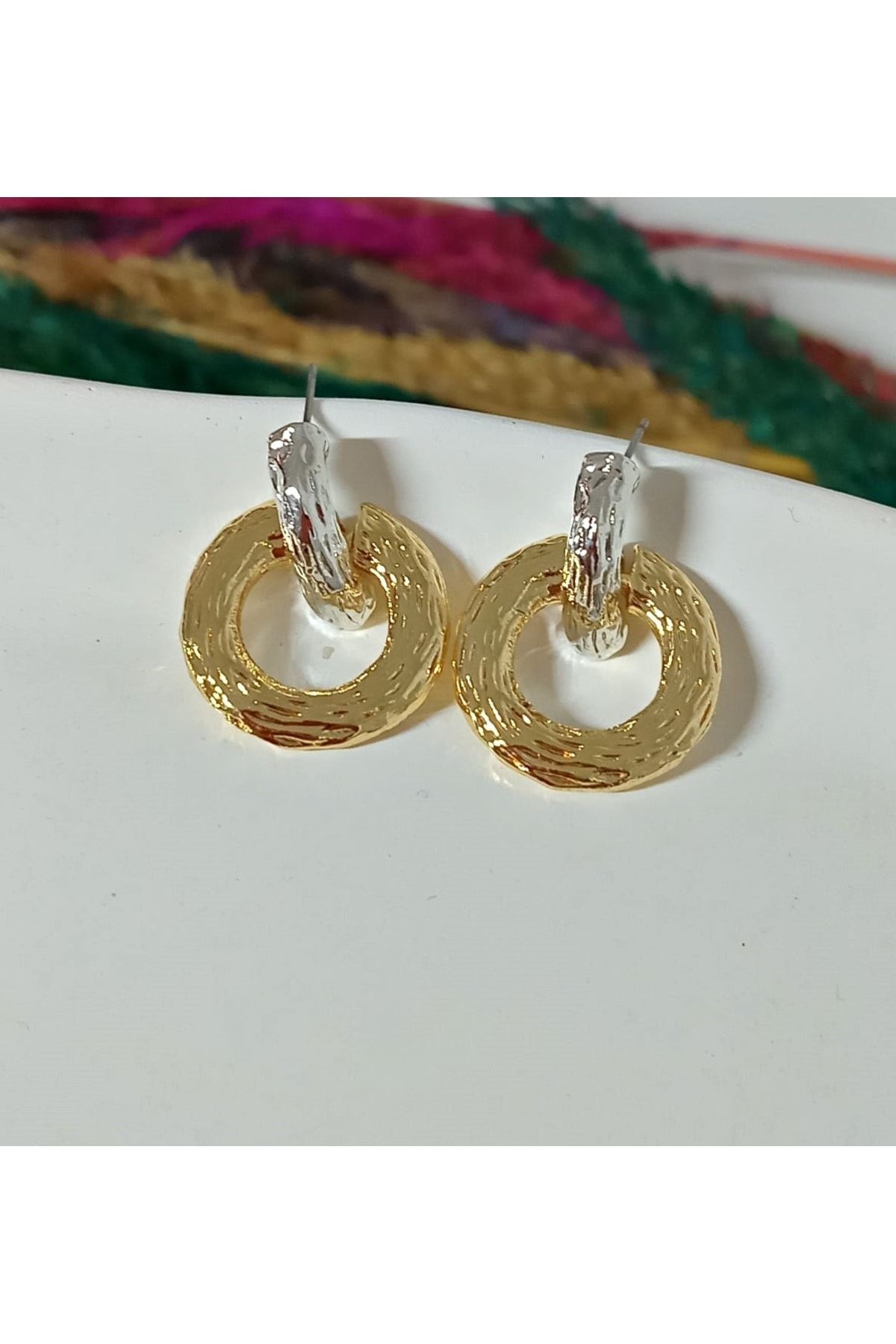 Gold-gümüş Yuvarlak Halka Şık Hafif Kadın Küpe