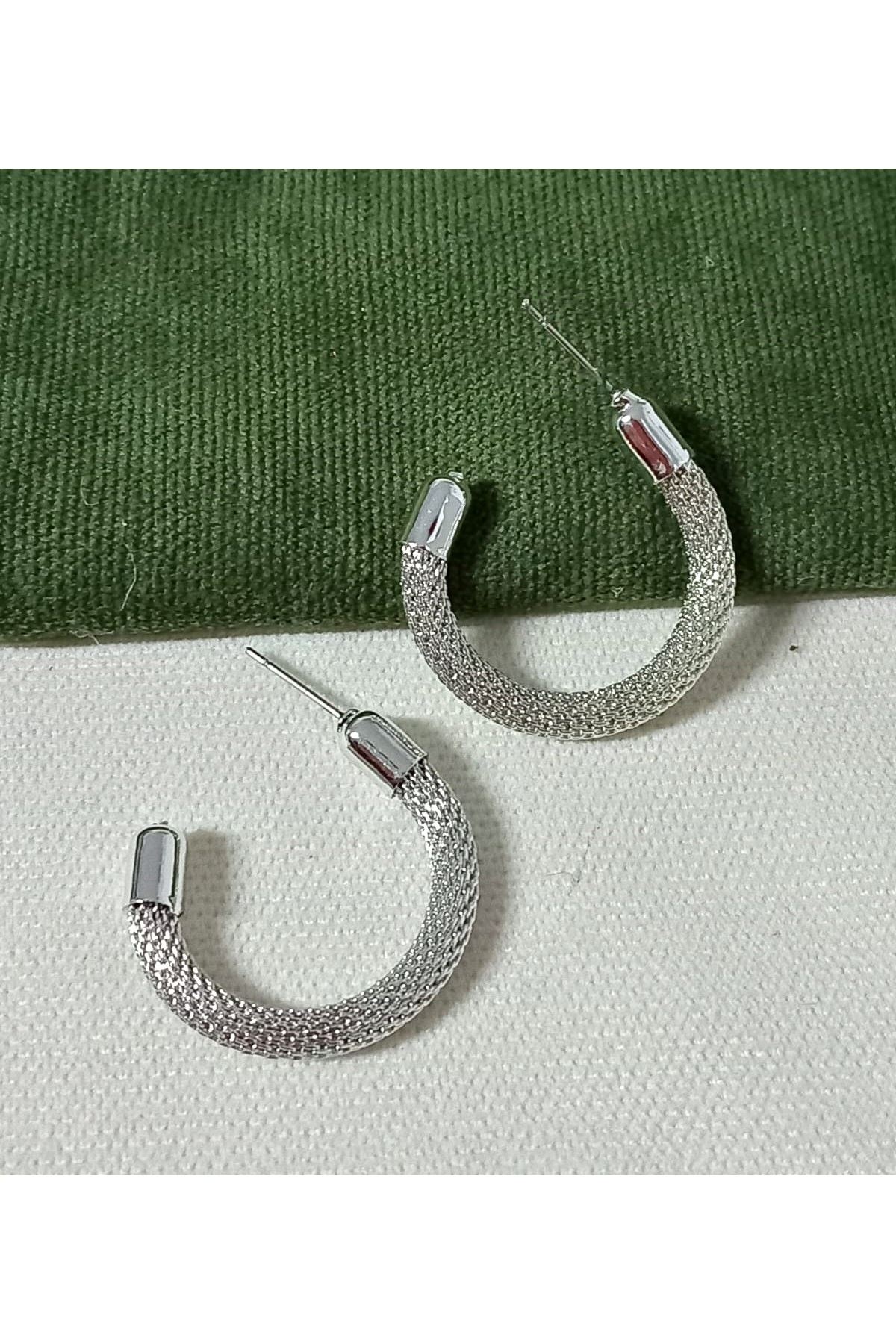 3cm Küçük Gümüş Halka Kadın Küpe