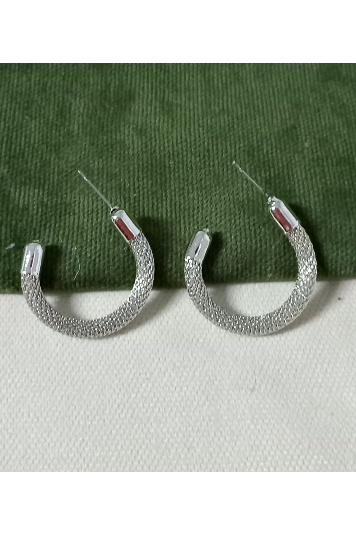 3cm Küçük Gümüş Halka Kadın Küpe