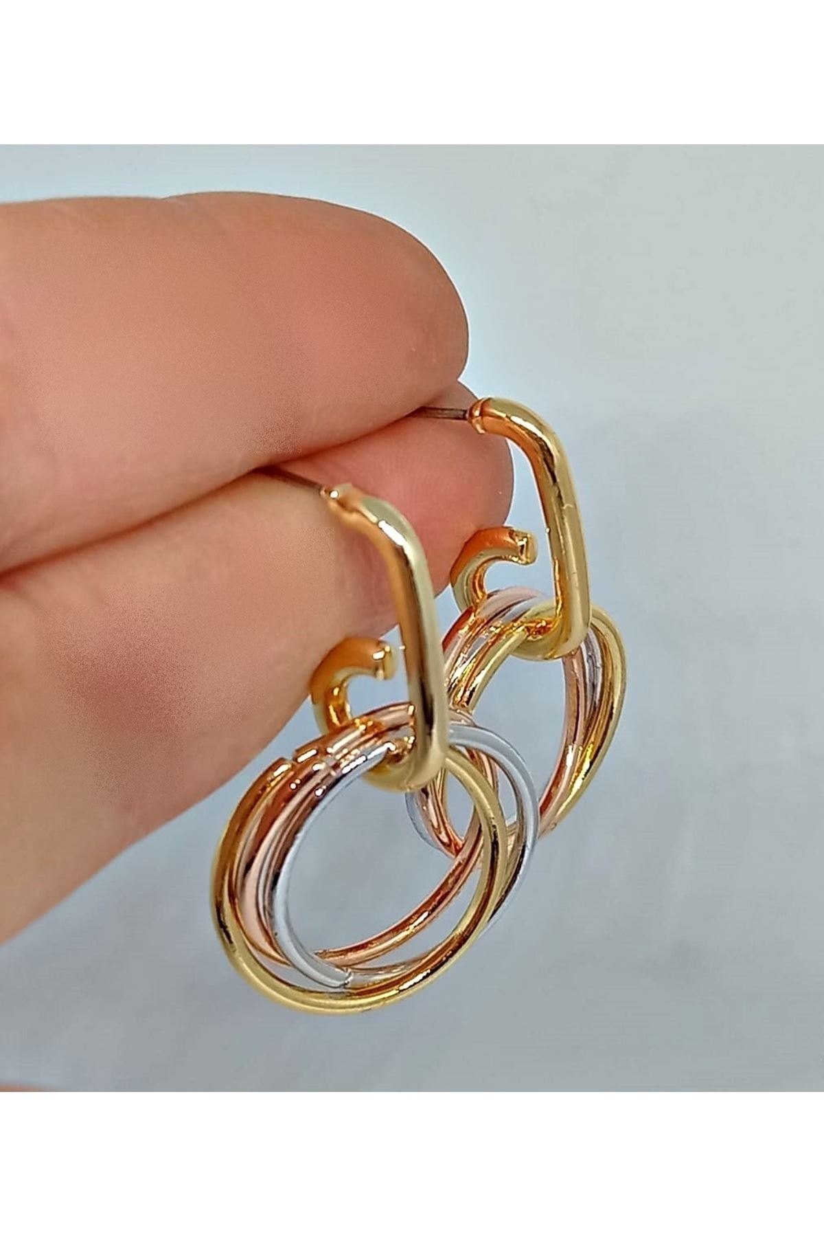 Gold Gümüş Bakır Hafif Halkalar Kadın Küpe
