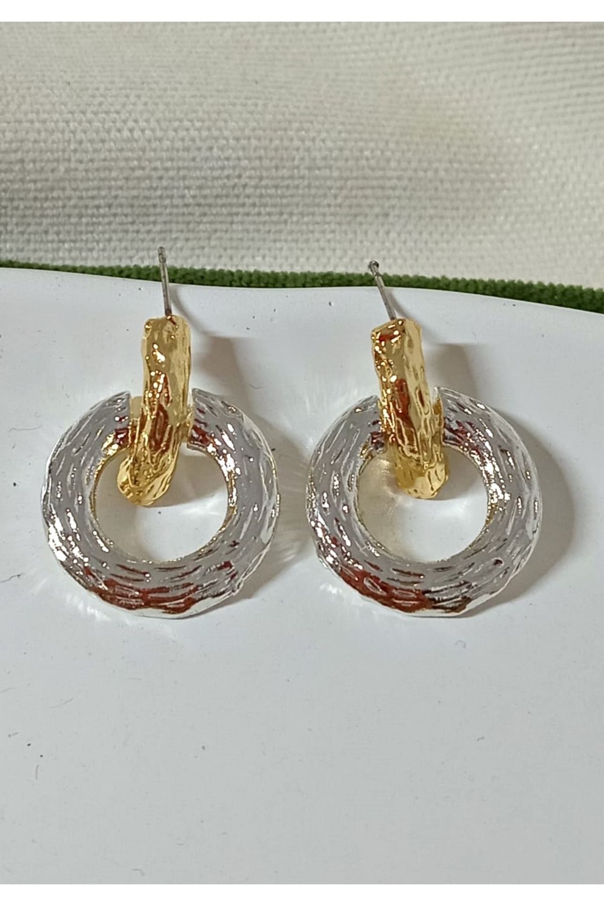 Gold-gümüş Yuvarlak Halka Şık Hafif Kadın Küpe