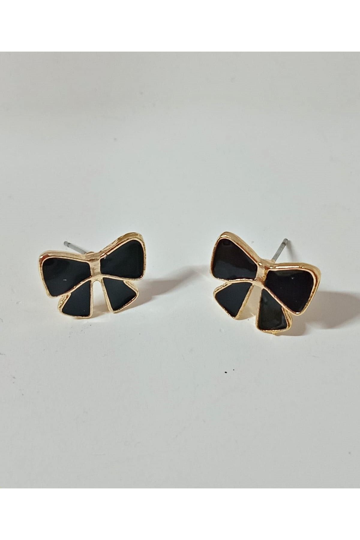 Minimal Siyah  Fiyonk Günlük Kadın Küpe