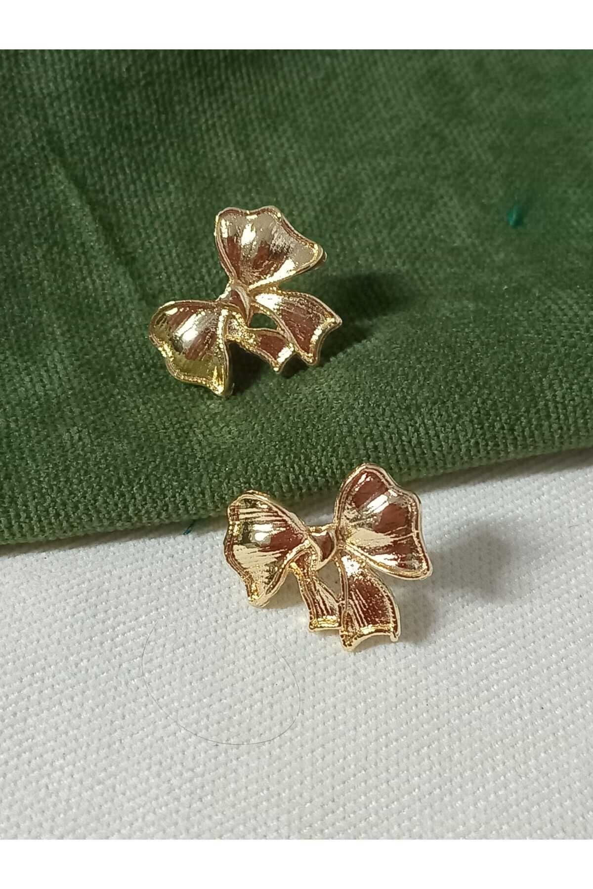 Gold Fiyonk Tasarım Kadın Küpe