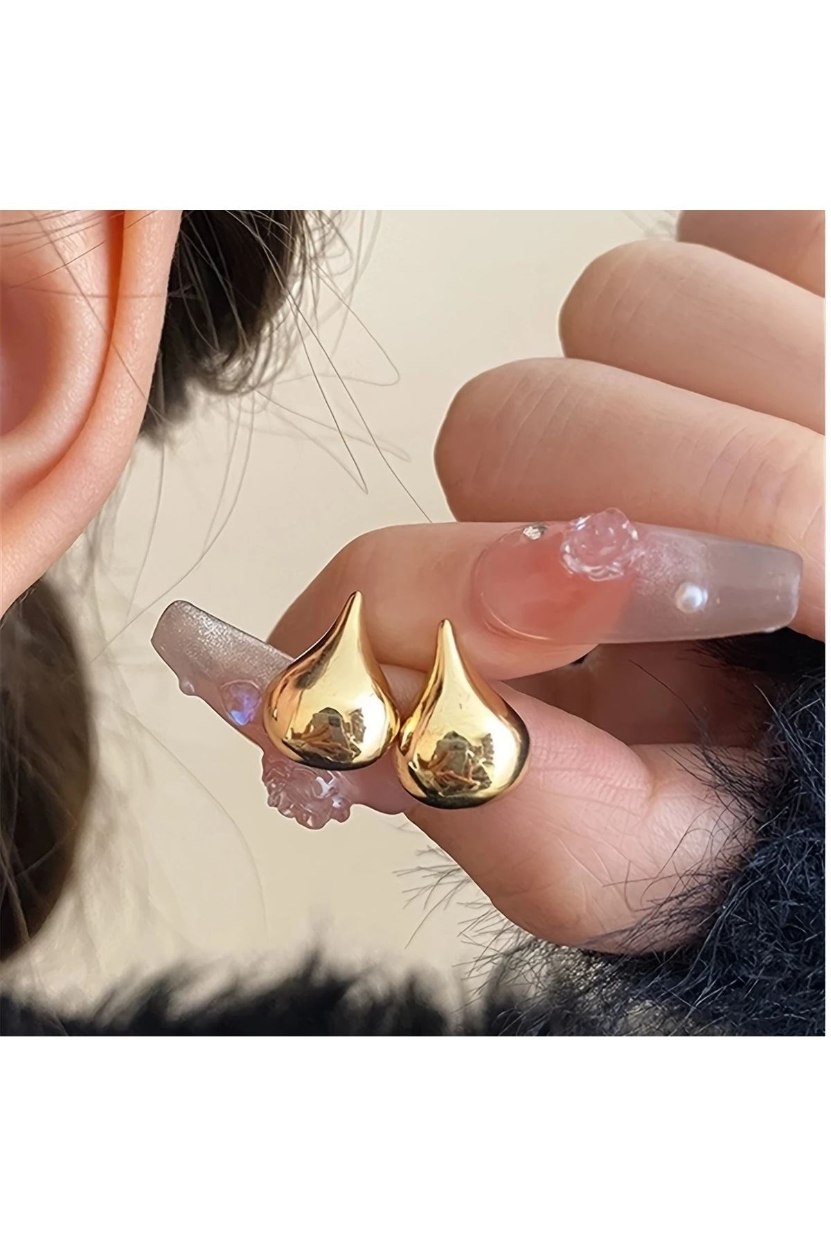 Gold Damla Trend Küçük Kadın Küpe