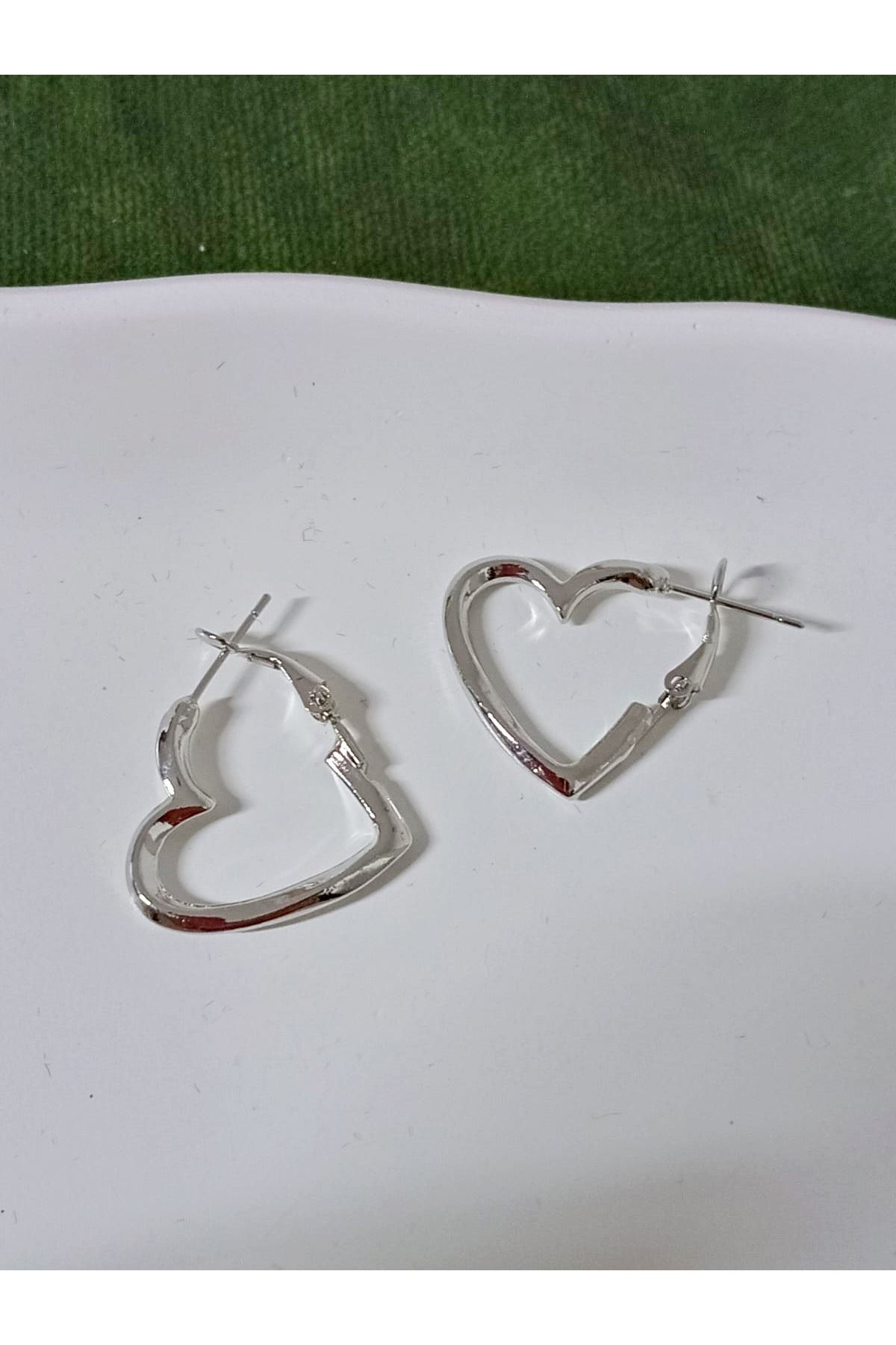 Gümüş Kalp Halka Küçük Kadın Küpe 2cm