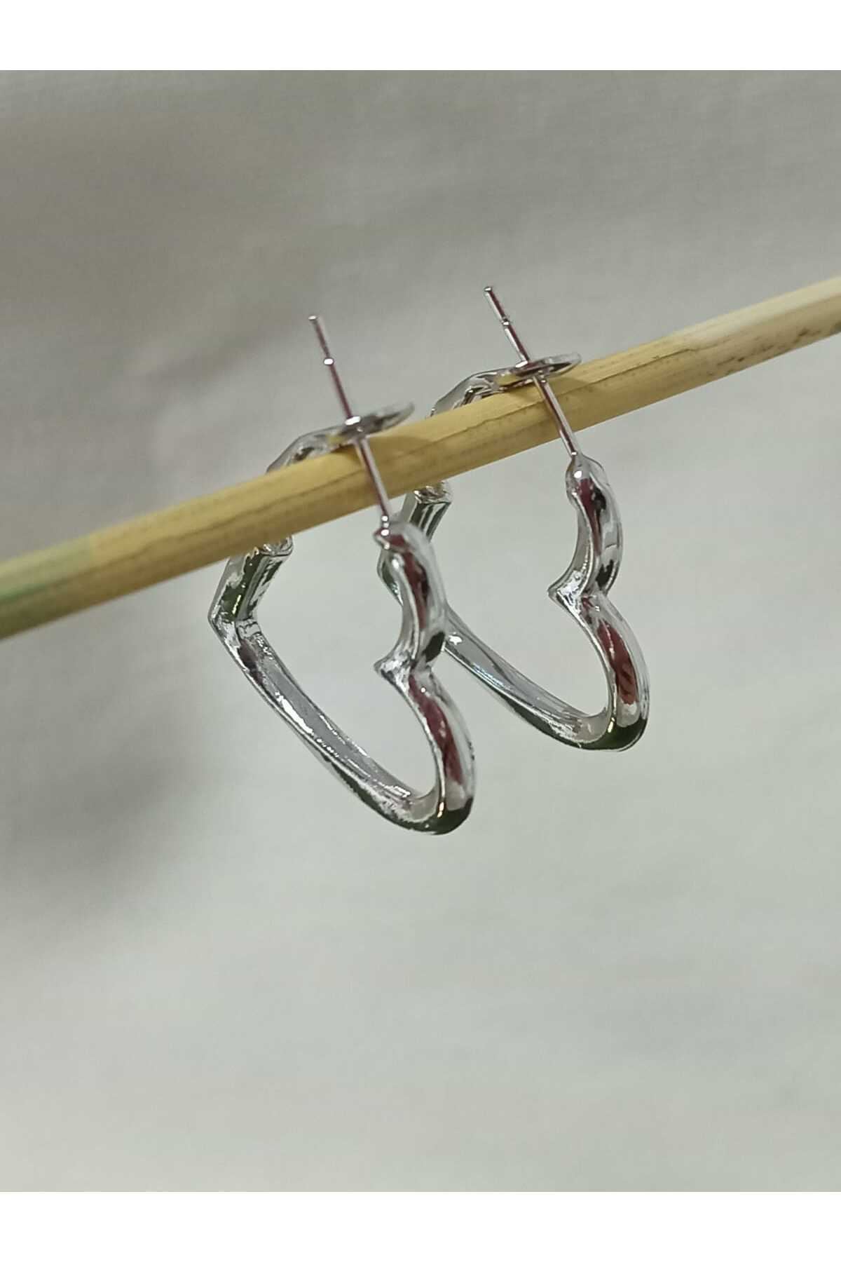 Gümüş Kalp Halka Küçük Kadın Küpe 2cm