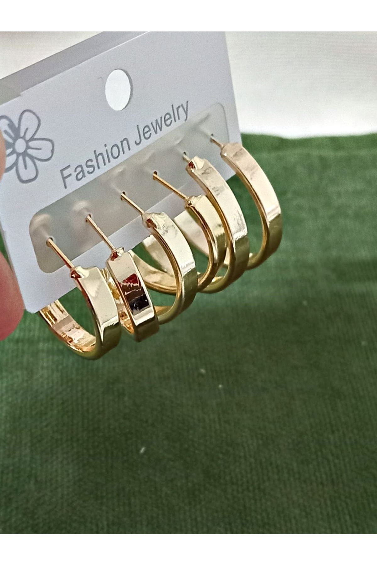 Gold 6 lı Set, 3 Boy Halka Şık Kadın Küpe