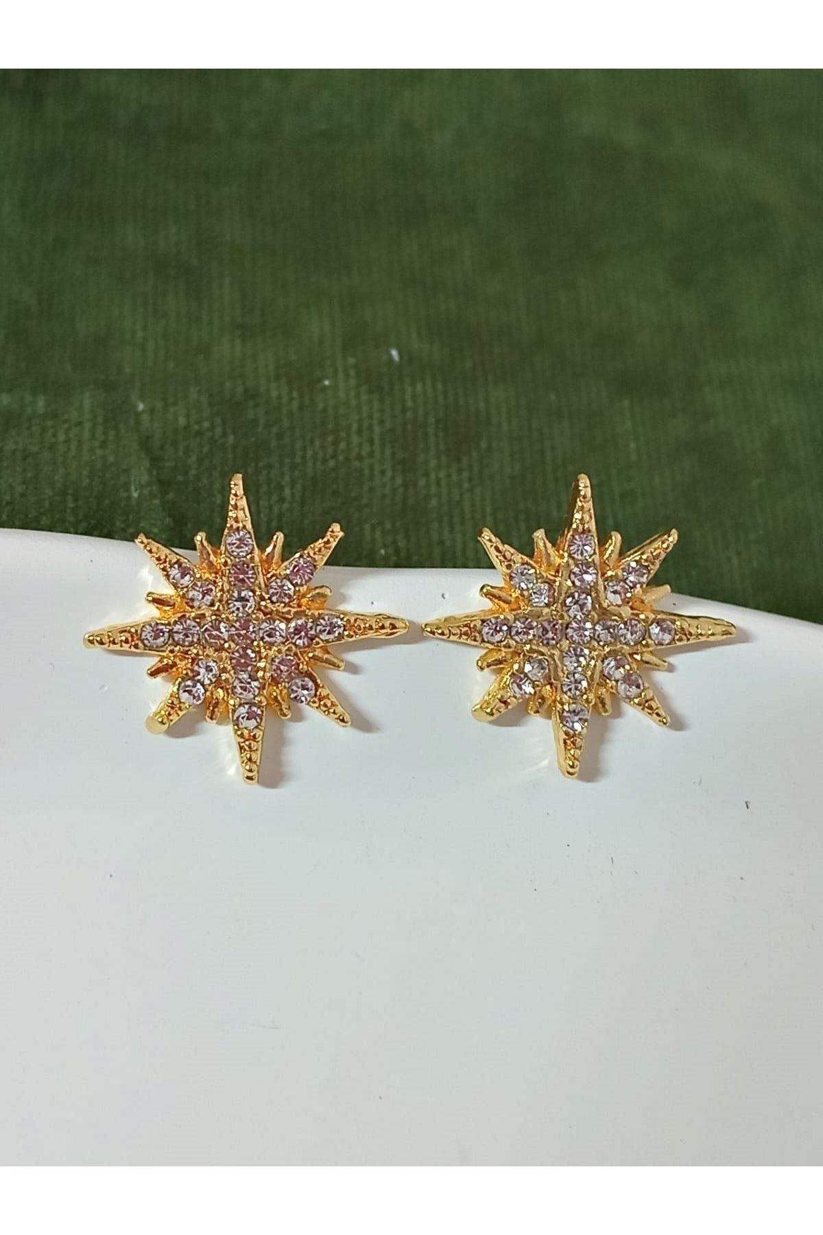 Gold Taşlı Yıldız Kadın Küpe