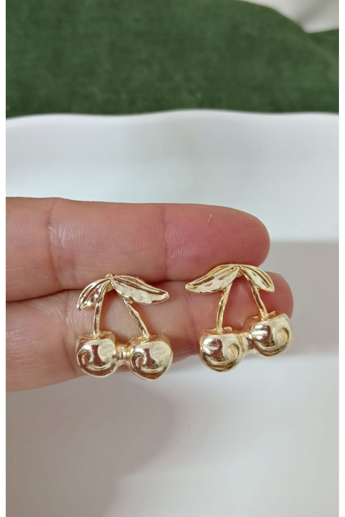 Gold Kiraz Şık Kadın Küpe
