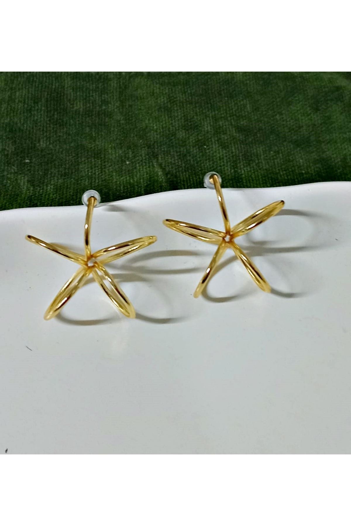 Gold Muhteşem Duruşlu Hafif Tel Kadın Küpe
