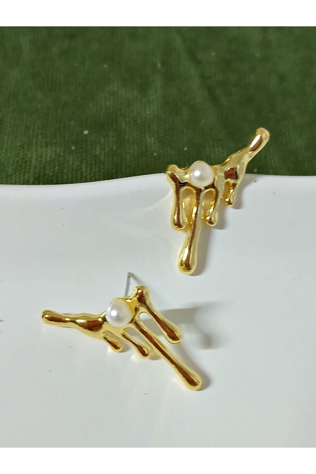 Gold İncili Şık Trend Kadın Küpe