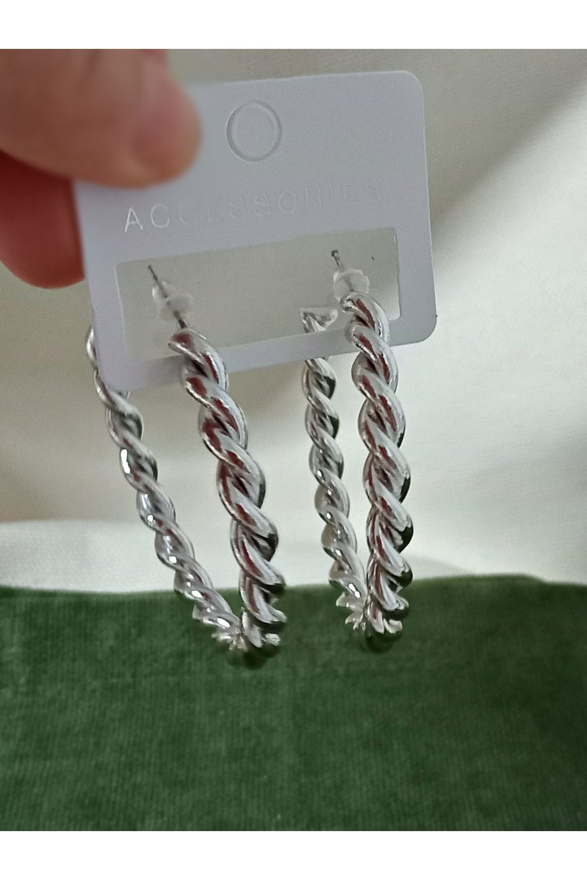 Gümüş Burma 5,5cm Halka Kadın Küpe Çelik
