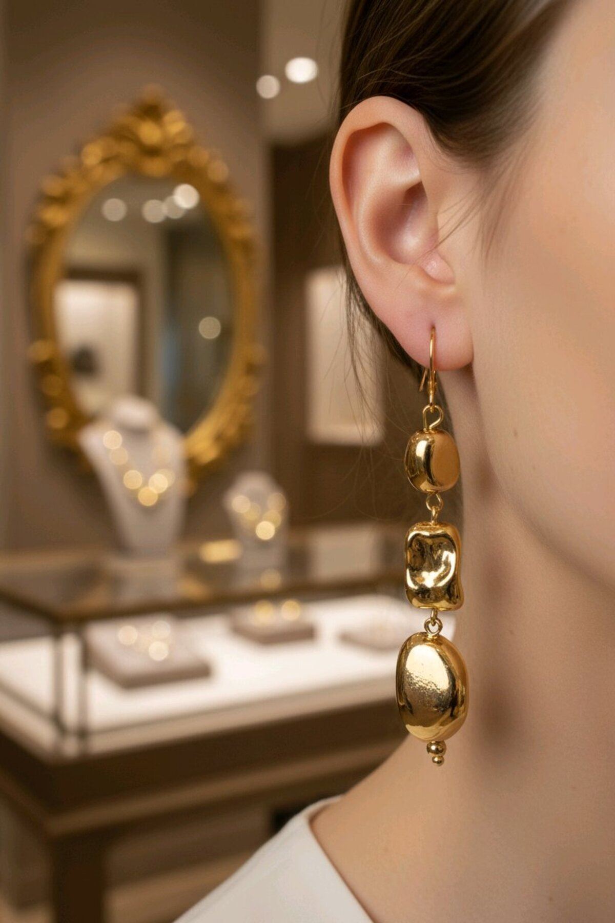 Gold Sallantılı Kadın Küpe