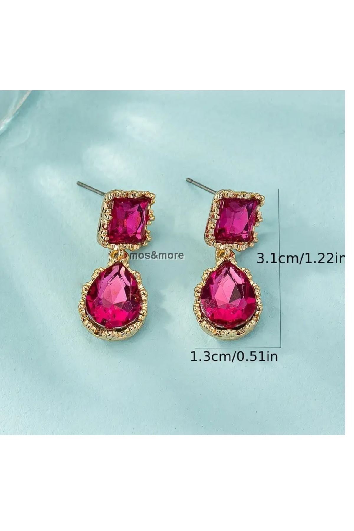 Pembe Taşlı Gold Kadın Küpe