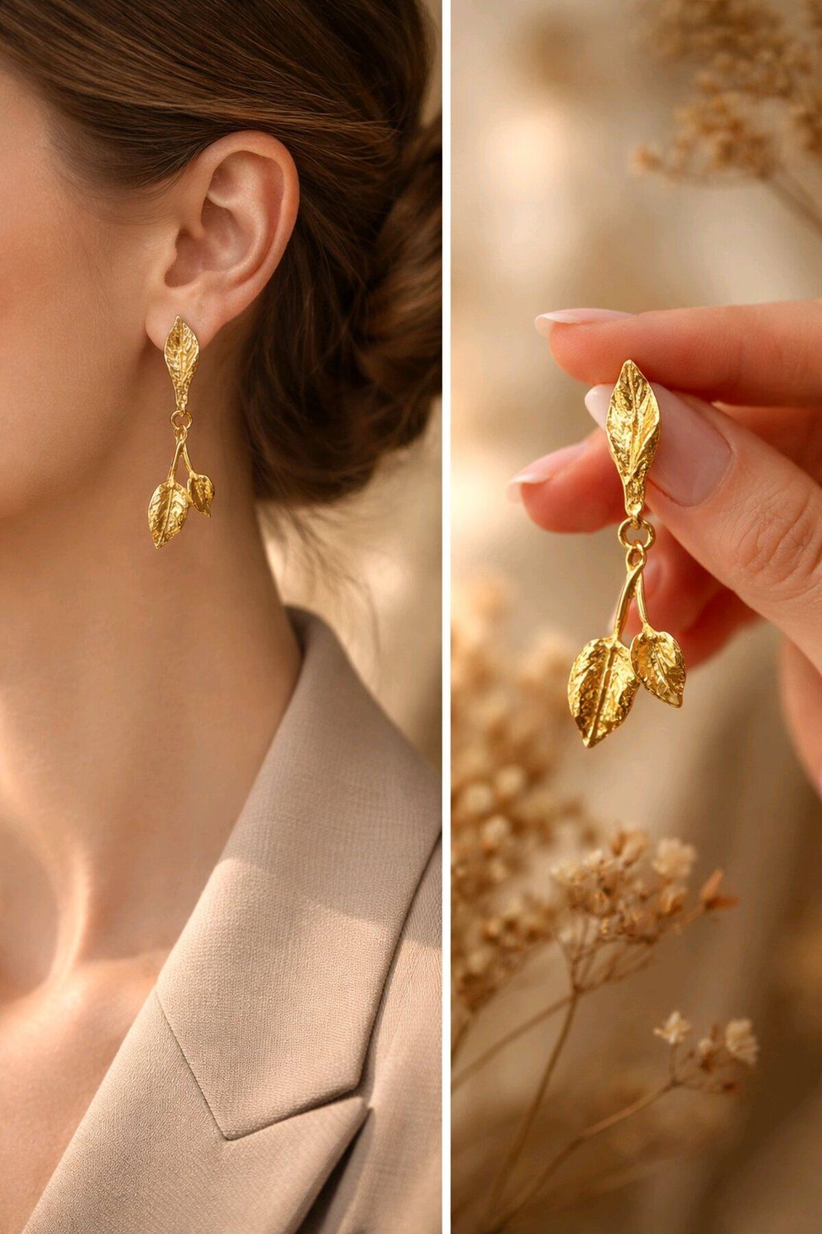 Gold Yaprak Küpe