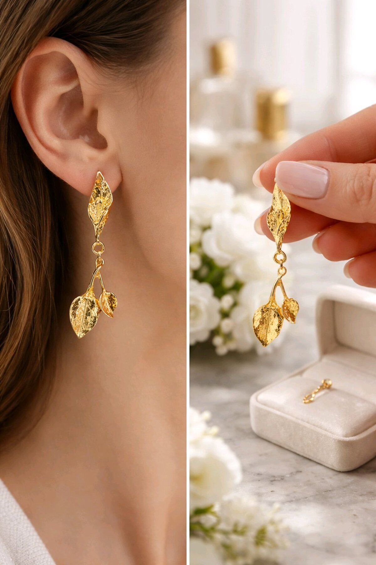 Gold Yaprak Küpe