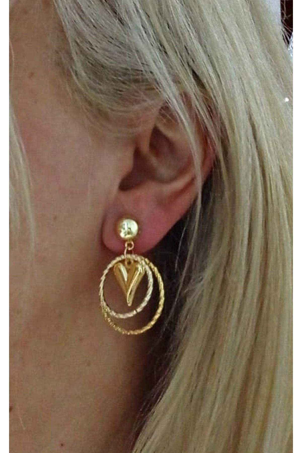 Gold Kalp Çember Hafif Kadın Küpe