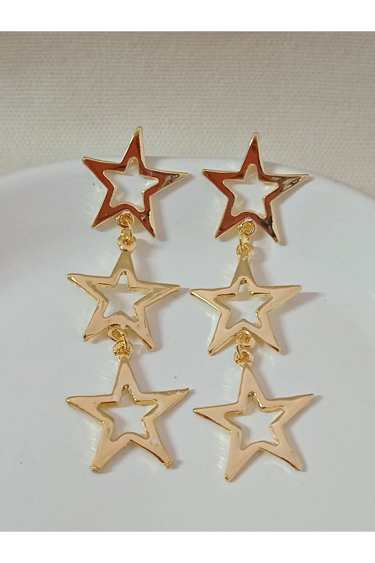 Gold Yıldızlar Şık Kadın Küpe