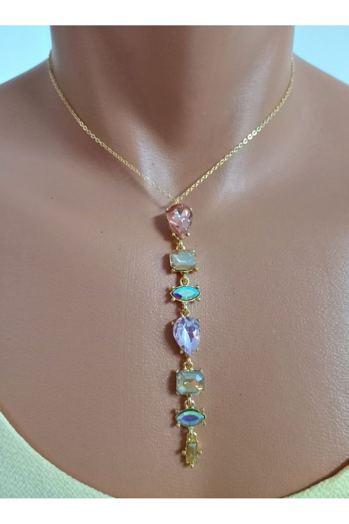 Y Kolye, Pembe Zirkon Taşlı Y Kolye